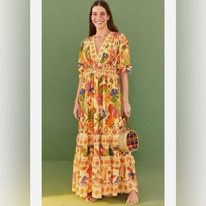 FARM Rio Yellow Tapestry Maxi Dress